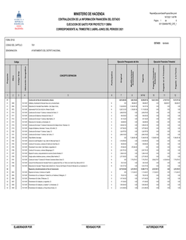 Ep-05, Ejecución Financiera Trimestral De Los Proyectos De Obras