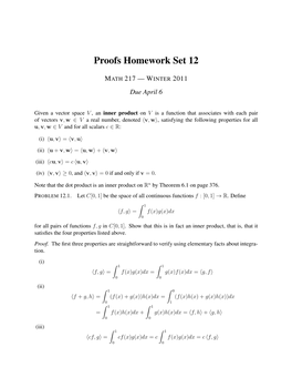 Proofs Homework Set 12