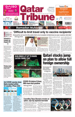 Qatari Stocks Jump on Plan to Allow Full Foreign Ownership