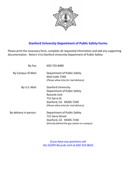 Stanford University Department of Public Safety Forms