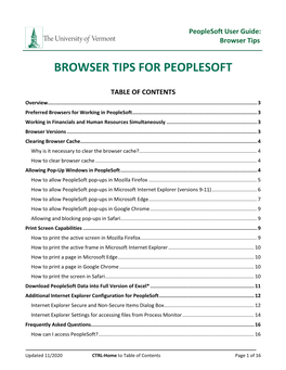 Browser Tips for Peoplesoft