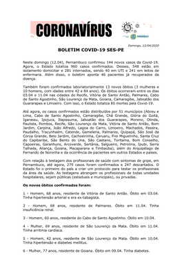 Boletim Covid-19 Ses-Pe