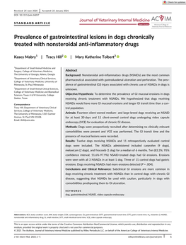 Prevalence of Gastrointestinal Lesions in Dogs Chronically Treated with Nonsteroidal Anti-Inflammatory Drugs