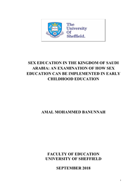 Sex Education in the Kingdom of Saudi Arabia: an Examination of How Sex Education Can Be Implemented in Early Childhood Education