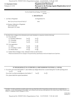 Received Bv NSD/FARA Registration Unit 01/29/2020 9:00:40 AM OMB No