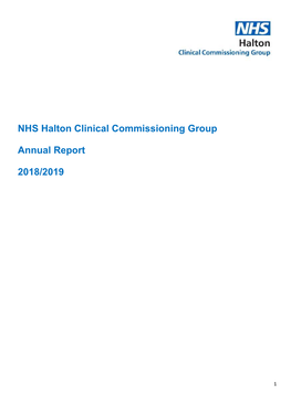 NHS Halton Clinical Commissioning Group Annual Report 2018/2019