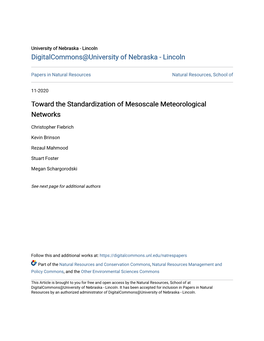 Toward the Standardization of Mesoscale Meteorological Networks