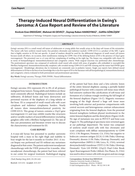 Therapy-Induced Neural Differentiation in Ewing's Sarcoma