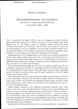 Stormaktsdr0mmar Och Stridsiver Ett Tema I Svensk Opinionsbildning Och Politik 4910- 1942