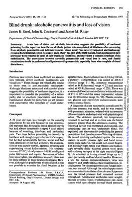 Blind Drunk: Alcoholic Pancreatitis and Loss Ofvision James R