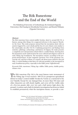 The Rök Runestone and the End of the World. Futhark 9–10
