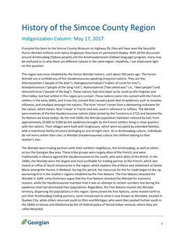 History of the Simcoe County Region Indigenization Column: May 17, 2017