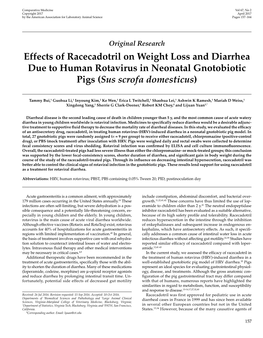 Effects of Racecadotril on Weight Loss and Diarrhea Due to Human Rotavirus in Neonatal Gnotobiotic Pigs (Sus Scrofa Domesticus)