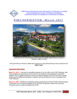 FIJET NEWSLETTER – March, 2012