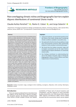 Non-Overlapping Climatic Niches and Biogeographic Barriers Explain Disjunct Distributions of Continental Urania Moths