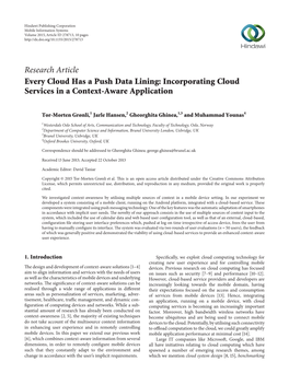 Every Cloud Has a Push Data Lining: Incorporating Cloud Services in a Context-Aware Application