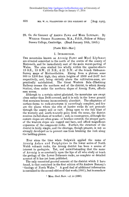 Aug. 19O 5, 29. on the GEOLOGY of ARENIG FAWR A~*D MOEL L~.Y:F