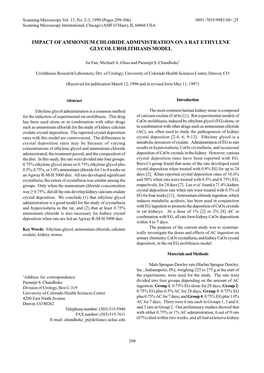 Impact of Ammonium Chloride Administration on a Rat Ethylene Glycol Urolithiasis Model