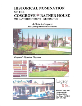 Cosgrove . Ratner House