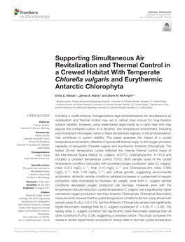 Supporting Simultaneous Air Revitalization and Thermal Control in a Crewed Habitat with Temperate Chlorella Vulgaris and Eurythermic Antarctic Chlorophyta