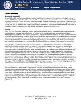 Ursnif Malware Executive Summary on April 16, 2020, Fireeye Released a Report on the Top 10 Malware Affecting the Healthcare Industry in the First Quarter of 2020