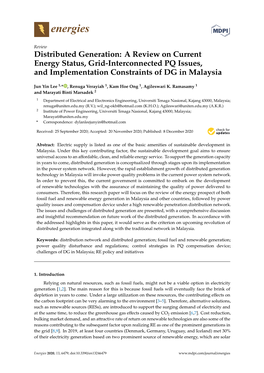Distributed Generation: a Review on Current Energy Status, Grid-Interconnected PQ Issues, and Implementation Constraints of DG in Malaysia