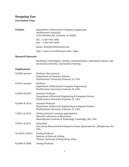 Dongning Guo Curriculum Vitae