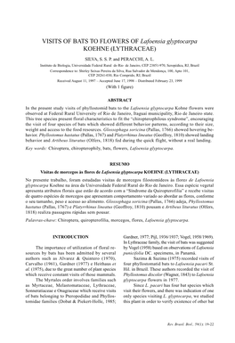 VISITS of BATS to FLOWERS of Lafoensia Glyptocarpa KOEHNE (LYTHRACEAE) 19