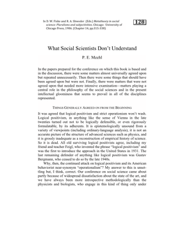 128 What Social Scientists Don't Understand