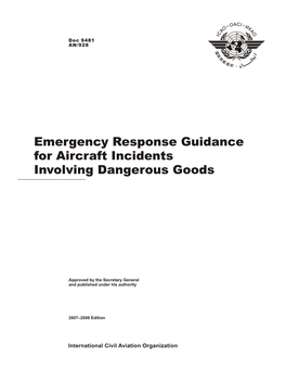 Emergency Response Guidance for Aircraft Incidents Involving Dangerous Goods