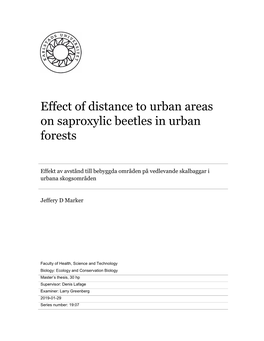 Effect of Distance to Urban Areas on Saproxylic Beetles in Urban Forests