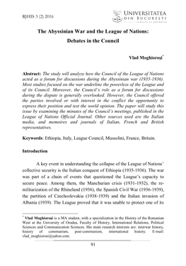 The Abyssinian War and the League of Nations: Debates in the Council