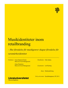 Musikidentiteter Inom Retailbranding