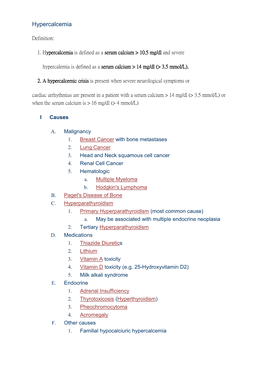 Hypercalcemia