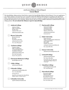 2018-2019 Midyear School Report Cover Sheet