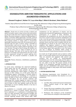 Exoskeleton Arm for Therapeutic Applications and Augmented Strength