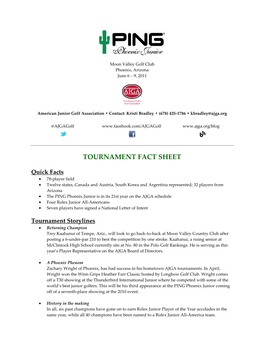 PING Phoenix Junior Fact Sheet