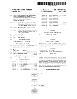 Patent (10) Patent N0.: US 7,398,551 B2 Thomas Et Al