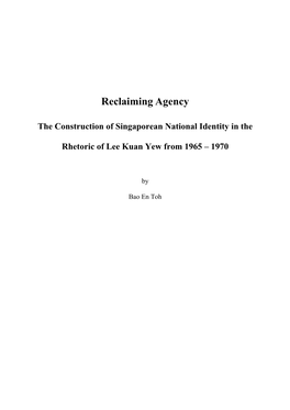 The Construction of Singaporean National Identity in the Rhetoric of Lee Kuan Yew from 1965