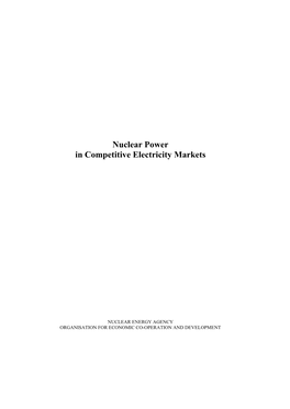 Nuclear Power in Competitive Electricity Markets