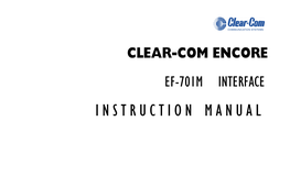 Clear-Com EF-701M Manual