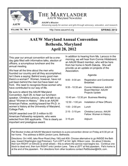 THE MARYLANDER AAUW Maryland Newsletter AAUW’S Mission Advancing Equity for Women and Girls Through Advocacy, Education, and Research