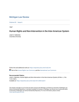 Human Rights and Non-Intervention in the Inter-American System