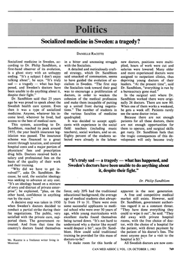 Socialized Medicine in Sweden: a Tragedy?