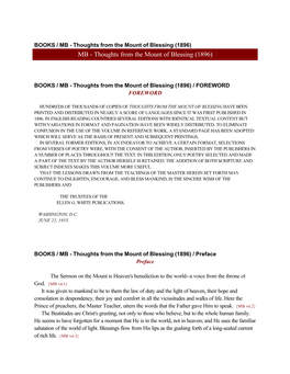 Thoughts from the Mount of Blessing (1896) MB - Thoughts from the Mount of Blessing (1896)