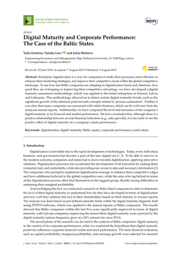 Digital Maturity and Corporate Performance: the Case of the Baltic States