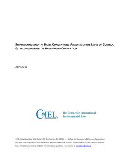 Shipbreaking and the Basel Convention: Analysis of the Level of Control Established Under the Hong Kong Convention