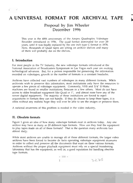 A UNIVERSAL FORMAT for ARCHIVAL TAPE I, Proposal by Jim Wheeler December 1996