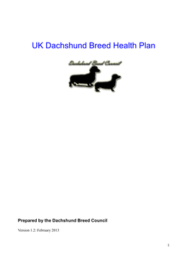 UK Dachshund Breed Health Plan