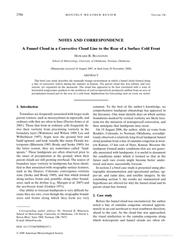 NOTES and CORRESPONDENCE a Funnel Cloud in a Convective